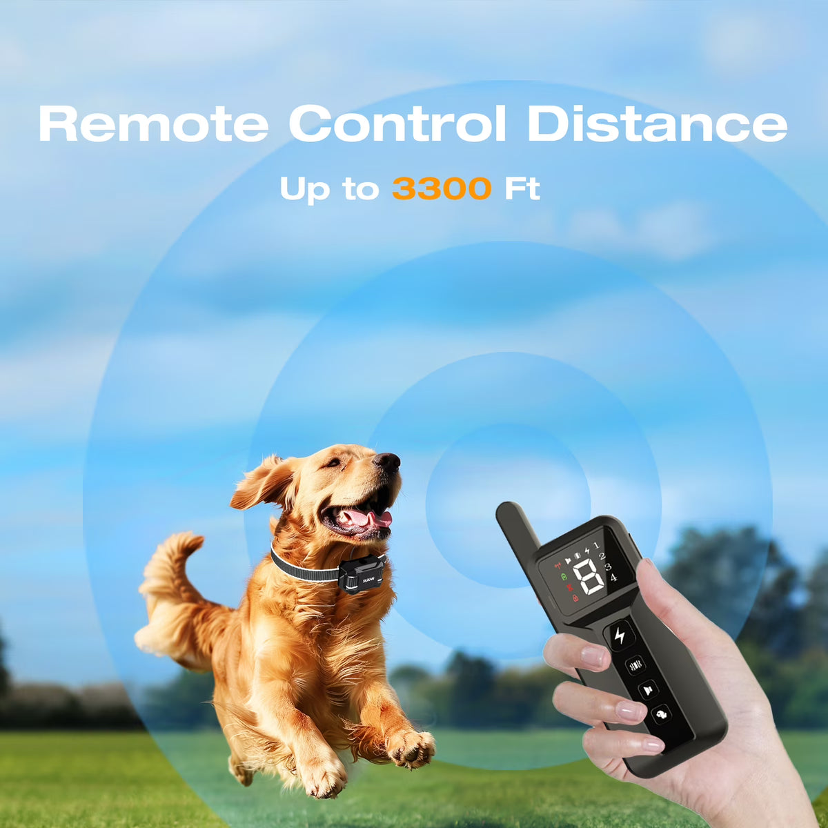 RUXAN Shock Collar with Remote for Dog- Bark Training, for 15-120lbs Large Medium Small Puppy, Smart Collar, Black