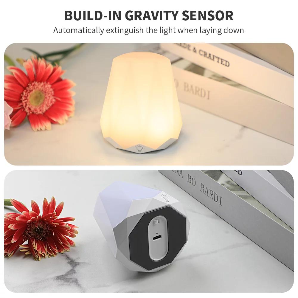 RUXAN Night Lamp for Bedroom-Rechargeable, Dimmable Warm Light, With Touch Sensor, for Baby Sleep, Bedside Mini Table LED Lamps