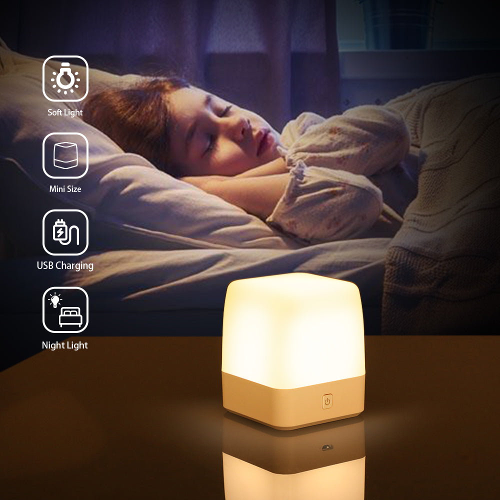 RUXAN Small Night Light for Kids, Led Dimmable Bedside Lamps Light for Bedroom, Baby, Nursery, Sleeping, 2 Lighting